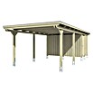 SKAN HOLZ Carport Emsland (Außenmaß inkl. Dachüberstand (B x T): 4,04 x 8,46 m, Einzelcarport, Schiefergrau, Materialspezifizierung Dach: EPDM-Folie, Fichte, Mit Abstellraum) | BAUHAUS