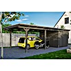 SKAN HOLZ Carport Emsland (Außenmaß inkl. Dachüberstand (B x T): 4,04 x 8,46 m, Einzelcarport, Schiefergrau, Materialspezifizierung Dach: EPDM-Folie, Fichte, Mit Abstellraum) | BAUHAUS