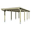 SKAN HOLZ Carport Emsland (Außenmaß inkl. Dachüberstand (B x T): 4,04 x 8,46 m, Einzelcarport, Eiche Hell, Materialspezifizierung Dach: Aluminium-Dachplatten) | BAUHAUS