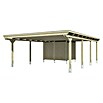 SKAN HOLZ Carport Emsland (Außenmaß inkl. Dachüberstand (B x T): 6,13 x 8,46 m, Doppelcarport, Natur, Mit Abstellraum, Aluminium-Dachplatten) | BAUHAUS