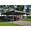 SKAN HOLZ Carport Emsland (Außenmaß inkl. Dachüberstand (B x T): 6,13 x 8,46 m, Doppelcarport, Schiefergrau, EPDM-Folie, Fichte, Ohne Abstellraum) | BAUHAUS