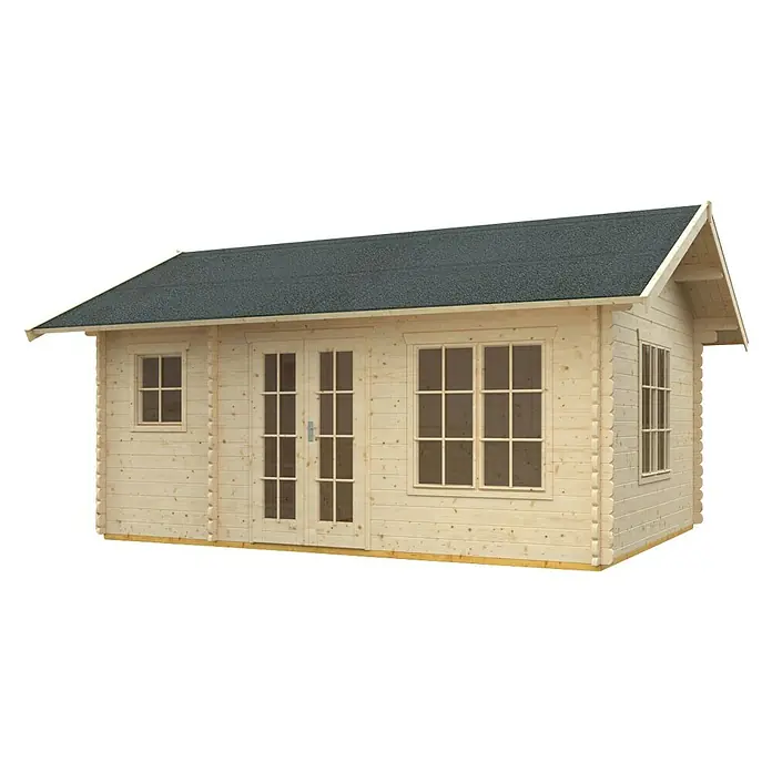 SKAN HOLZ Gartenhaus Esbjerg 1 - Außenmaß inkl. Dachüberstand (B x T): 480 x 620 cm, Holz, Natur - Ein gemütliches Gartenhaus mit Fenstern und Doppeltür. Das Blockhaus bietet vielseitige Nutzungsmöglichkeiten im Außenbereich.