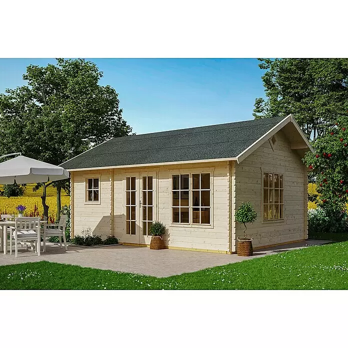 SKAN HOLZ Gartenhaus Esbjerg 2 - Außenmaß inkl. Dachüberstand (B x T): 520 x 660 cm, Holz, Natur - Stimmungsaufnahme
