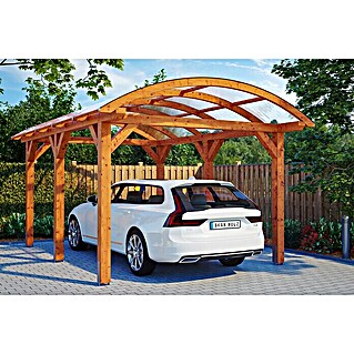 Skan Holz Carport Franken (Außenmaß inkl. Dachüberstand (B x T): 3,76 x 5,41 m, Einzelcarport, Eiche Hell)