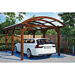 Skan Holz Carport Franken (Außenmaß inkl. Dachüberstand (B x T): 3,76 x 5,41 m, Einzelcarport, Nussbaum)