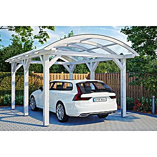 Skan Holz Carport Franken (Außenmaß inkl. Dachüberstand (B x T): 3,76 x 5,41 m, Einzelcarport, Weiß)