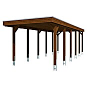 Skan Holz Carport Friesland (Außenmaß inkl. Dachüberstand (B x T): 3,14 x 8,6 m, Einzelcarport, Nussbaum, Materialspezifizierung Dach: Aluminium-Dachplatten) | BAUHAUS