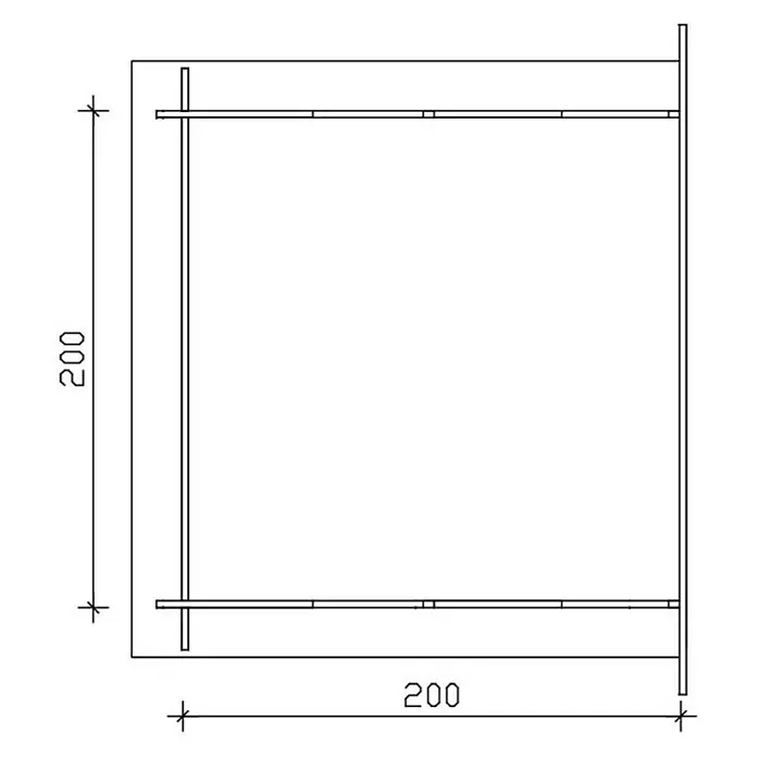 SKAN HOLZ Gartenhaus-Anbau - Holz, Natur - Skizze eines quadratischen Holzrahmens mit den Maßen 200x200, ideal für Bau- oder Designprojekte.