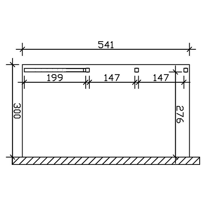 Skan Holz Carport EifelB x T: 300 x 541 cm, Einfahrtshöhe: 2,13 m, Schiefergrau Sketch