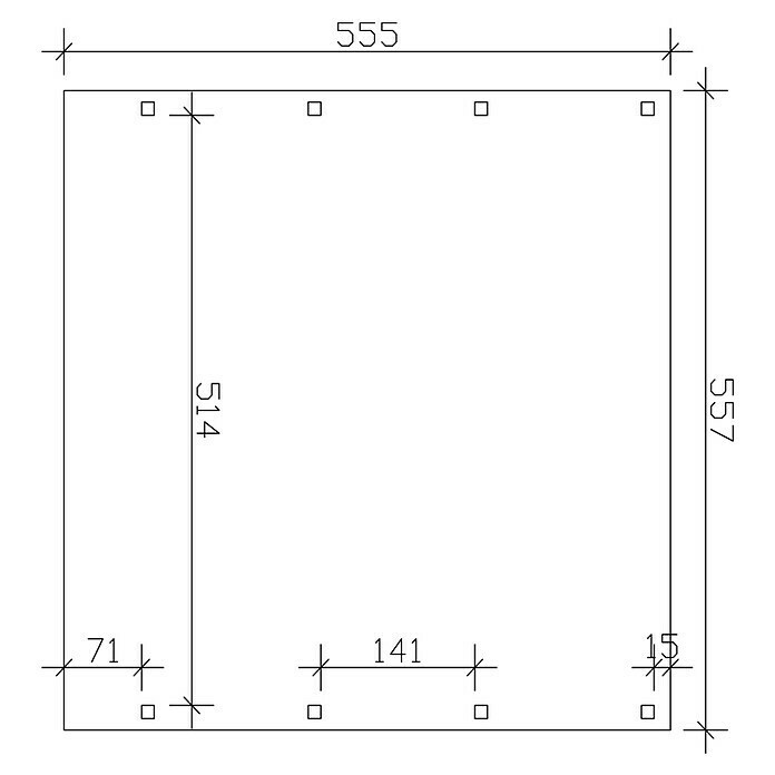 Skan Holz Doppelcarport FrieslandB x T: 557 x 555 cm, Einfahrtshöhe: 221 cm, Schiefergrau, Aluminium-Dachplatten Sketch