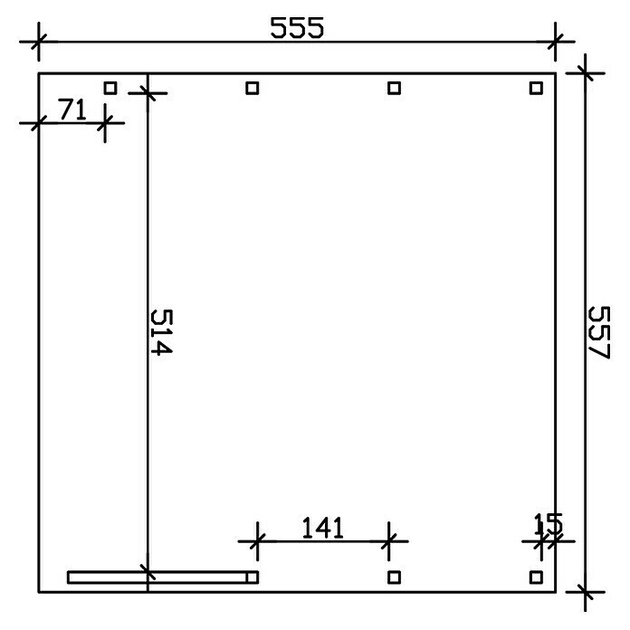 Skan Holz Doppelcarport FrieslandB x T: 557 x 555 cm, Einfahrtshöhe: 212 cm, Grün, Mit 1 Einfahrtsbogen Sketch