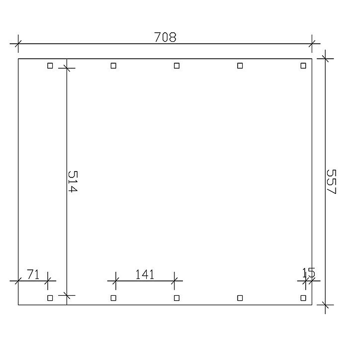 Skan Holz Doppelcarport FrieslandB x T: 557 x 708 cm, Einfahrtshöhe: 221 cm, Grün, Material Dach: Aluminium Sketch