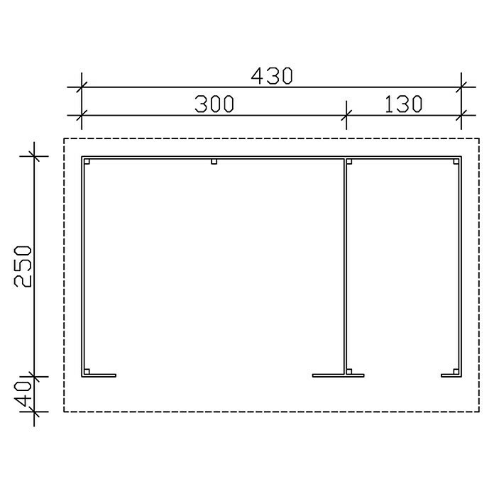 Skan Holz Holzunterstand Knut250 x 430 x 249,5 cm, Natur Sketch