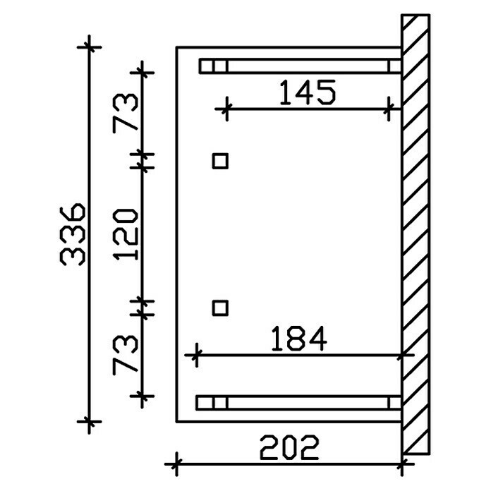 Skan Holz Vordach Paderborn 8L x T: 336 cm x 202 cm, Schiefergrau Sketch