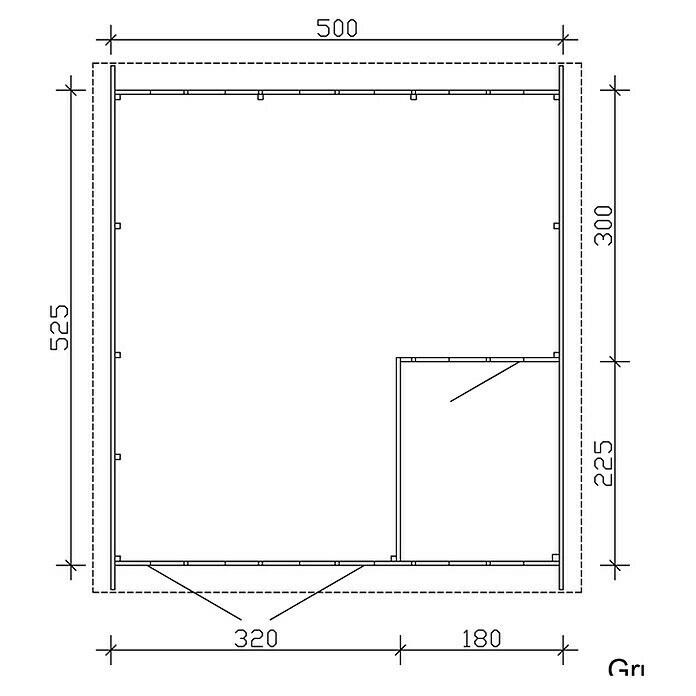 Skan Holz Garage Varberg 2B x T: 500 x 525 cm, Schwedenrot Sketch