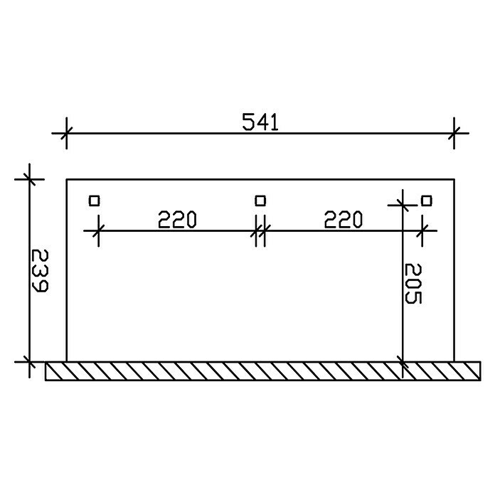 Skan Holz Terrassenüberdachung VeneziaL x T: 541 x 239 cm, Polycarbonat, Weiß Sketch