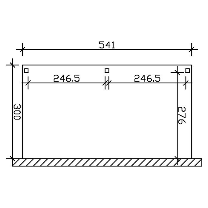 Skan Holz Carport VogtlandL x B: 541 x 300 cm, Einfahrtshöhe: 213 cm, Natur Sketch