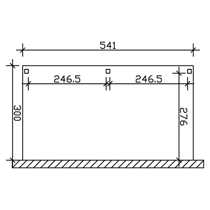 SKAN HOLZ Carport Vogtland - Außenmaß inkl. Dachüberstand (B x T): 3 x 5,41 m, Einzelcarport, Weiß - Die Abbildung zeigt eine technische Zeichnung eines Rahmens mit den Maßen 541 mm Breite, 300 mm Höhe links und 276 mm Höhe rechts.
