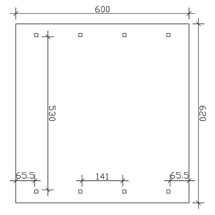 Skan Holz Doppelcarport WallgauL x B: 600 x 620 cm, Einfahrtshöhe: 215 cm, Grün, Dachlatten zur Eindeckung mit Dachziegeln Sketch