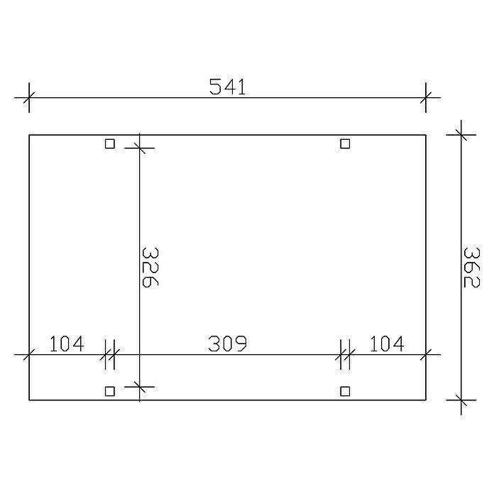 Skan Holz Carport WesterwaldL x B: 541 x 362 cm, Einfahrtshöhe: 220 cm, Natur Sketch