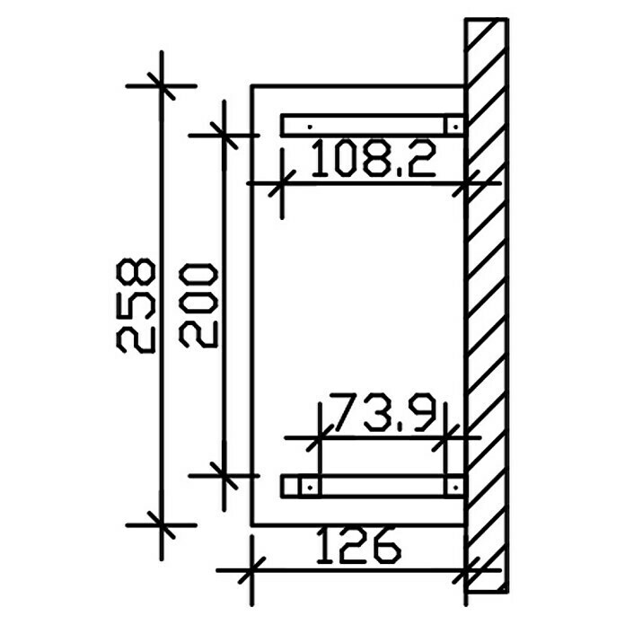 Skan Holz Vordach Wismar 3L x T: 258 cm x 126 cm, Schiefergrau Sketch