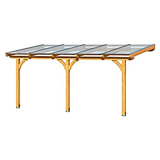 Skan Holz Terrassenüberdachung Rimini (B x T: 541 x 350 cm, Fichte naturbelassen, Polycarbonat, Transparent)
