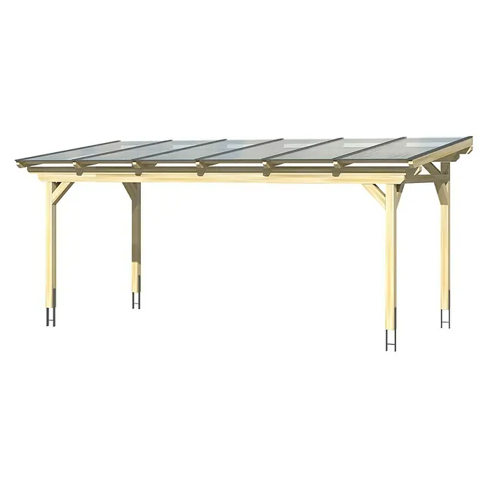 SKAN HOLZ Terrassenüberdachung Sanremo - B x T: 648 x 400 cm, Weiß, Fichtenholz - Hellholz-Carport mit durchsichtigem Dach bietet Schutz vor Witterungseinflüssen und spendet Schatten für Ihr Fahrzeug. Solide Konstruktion für den Außenbereich.