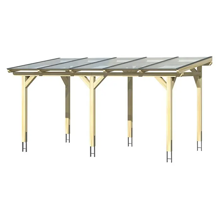 SKAN HOLZ Terrassenüberdachung Siena - B x T: 541 x 300 cm, Fichtenholz, Schiefergrau - Eine attraktive Überdachung mit Holzbalken und einem transparenten Dach. Das Carport ist ideal für den Schutz vor Witterungseinflüssen.