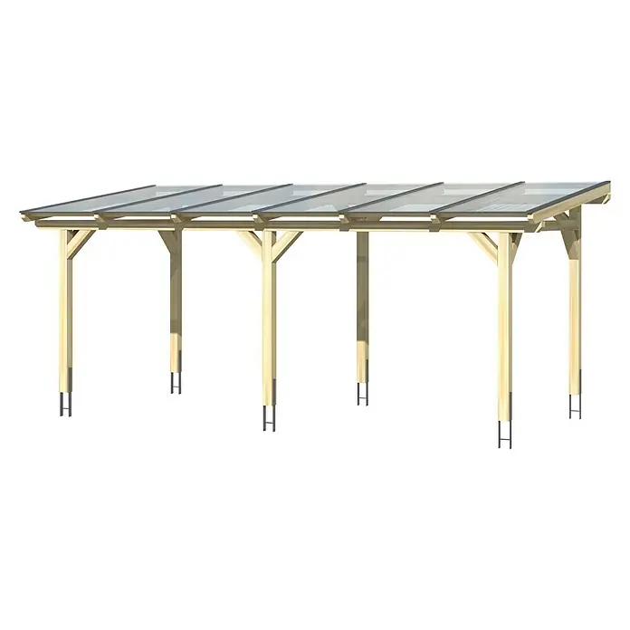 SKAN HOLZ Terrassenüberdachung Siena - B x T: 648 x 400 cm, Fichtenholz, Weiß - Ein Carport mit lichtdurchlässigem Dach und Holzrahmen bietet Schutz für Ihr Fahrzeug vor Witterungseinflüssen und Schmutz.