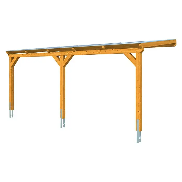 Skan Holz Carport VogtlandAußenmaß inkl. Dachüberstand (B x T): 3 x 5,41 m, Einzelcarport, Eiche Hell - Holzcarport mit Metallbeschlägen für den Außenbereich. Ideal zum Schutz von Fahrzeugen vor Witterungseinflüssen.
