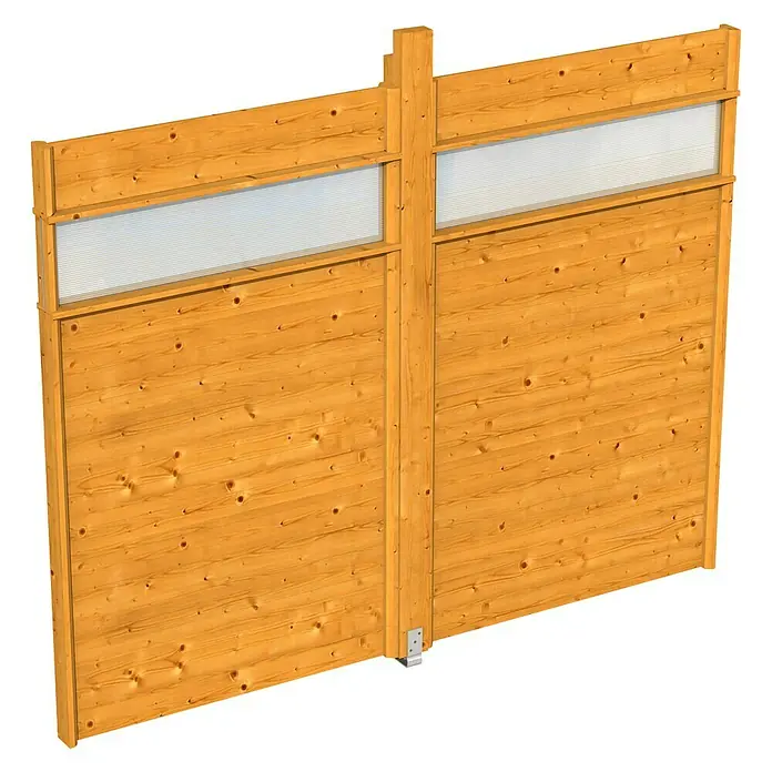 Skan Holz Pavillon-SeitenwandB x H: 270 x 209 cm, Passend für: Skan Holz Pavillon Toulouse, Eiche hell, Mit Lichtband - Holzzaun-Element mit transparentem Einsatz, ideal für den Garten. Langlebiges Material für Sichtschutz und Gestaltung im Außenbereich.