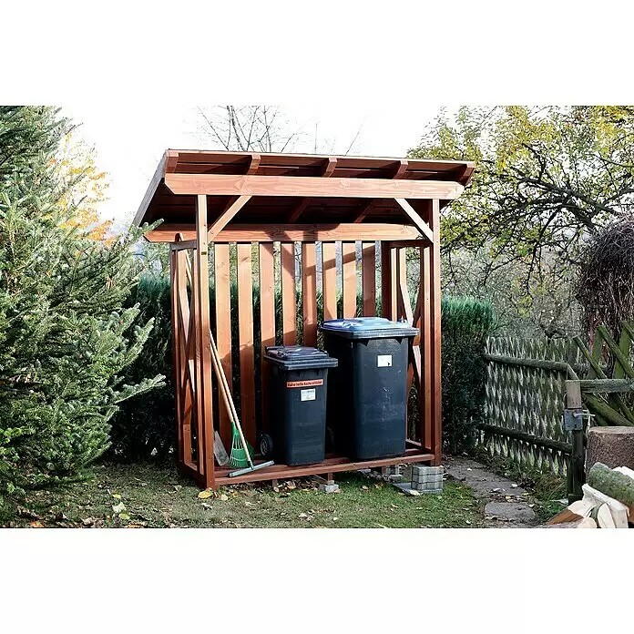 SKAN HOLZ Kaminholzregal Lars 1 - 240 x 102 x 234 cm, Holz, Nussbaum - Stimmungsaufnahme