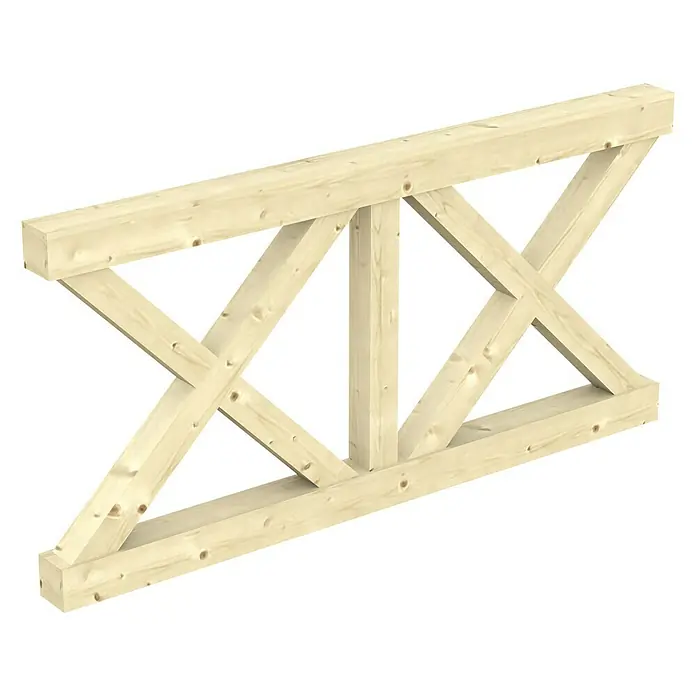 SKAN HOLZ Brüstungsgeländer Andreaskreuz - Passend für: Skan Holz Leimholz-Terrassenüberdachungen, Pfostenabstand 170 cm, Natur - Holzbalken-Fachwerk mit kreuzförmiger Verstrebung, ideal für rustikale Inneneinrichtung oder dekorative Bauelemente. Naturbelassenes Design für vielseitige Projekte.
