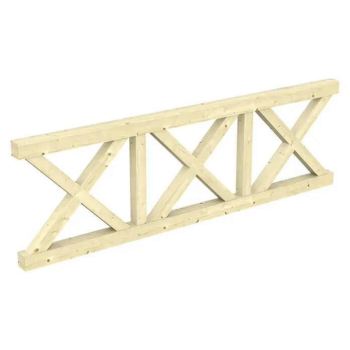 SKAN HOLZ Brüstungsgeländer Andreaskreuz - Passend für: Skan Holz Leimholz-Terrassenüberdachungen, Pfostenabstand 270 cm, Natur - Holzbalken mit X-förmiger Verstrebung. Stabile Holzkonstruktion für Bau- oder Dekorationszwecke mit klarer, heller Holzmaserung.