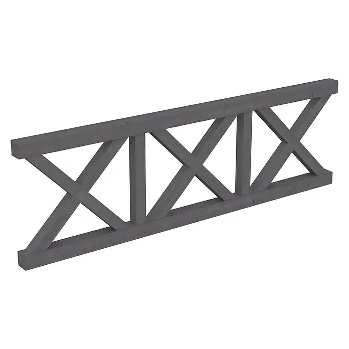 SKAN HOLZ Brüstungsgeländer Andreaskreuz - Passend für: Skan Holz Leimholz-Terrassenüberdachungen, Pfostenabstand 270 cm, Schiefergrau - Graues Holzgeländer mit X-förmigen Verstrebungen für rustikale Eleganz und Stabilität, ideal für Haus und Garten.