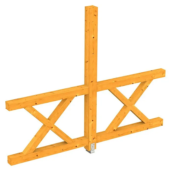 SKAN HOLZ Seitenwand Andreaskreuz - Passend für: Skan Holz Leimholz-Terrassenüberdachungen, Tiefe 300/289 cm, freistehend, Eiche Hell - Holzkonstruktion mit vertikalem Pfosten und horizontalen Balken mit diagonalen Streben. Ideal für den Bau von stabilen Rahmen.