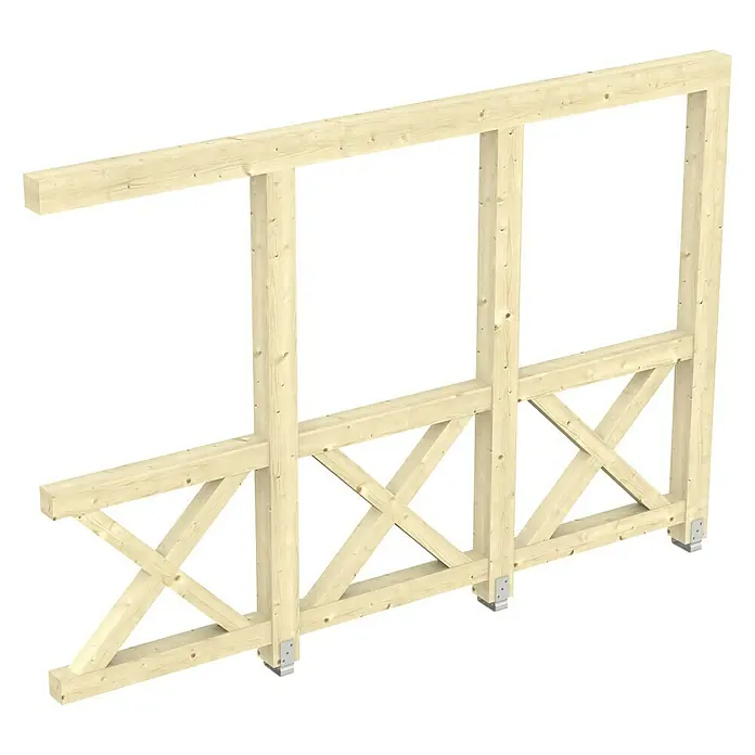 SKAN HOLZ Seitenwand Andreaskreuz - Passend für: Skan Holz Leimholz-Terrassenüberdachungen, Tiefe 350/339 cm, Natur - Darstellung einer stabilen Holzrahmenkonstruktion, ideal für Bauprojekte und zur Verstärkung von Strukturen.
