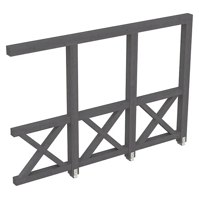 SKAN HOLZ Seitenwand Andreaskreuz - Passend für: Skan Holz Leimholz-Terrassenüberdachungen, Tiefe 350/339 cm, Schiefergrau - Graue Holzpergola-Struktur mit X-förmigen Verstrebungen, die für Stabilität und rustikalen Charme sorgen. Perfekt für Gärten und Terrassen.