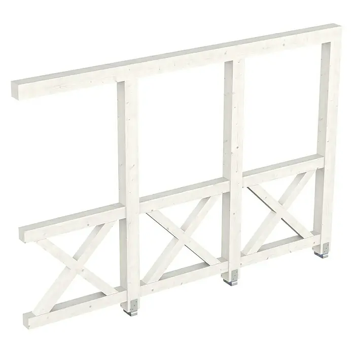SKAN HOLZ Seitenwand Andreaskreuz - Passend für: Skan Holz Leimholz-Terrassenüberdachungen, Tiefe 350/339 cm, Weiß - Weiße Holzzaun-Konstruktion mit dekorativen Kreuzstreben, ideal für Garten oder Terrasse und bietet Stabilität.