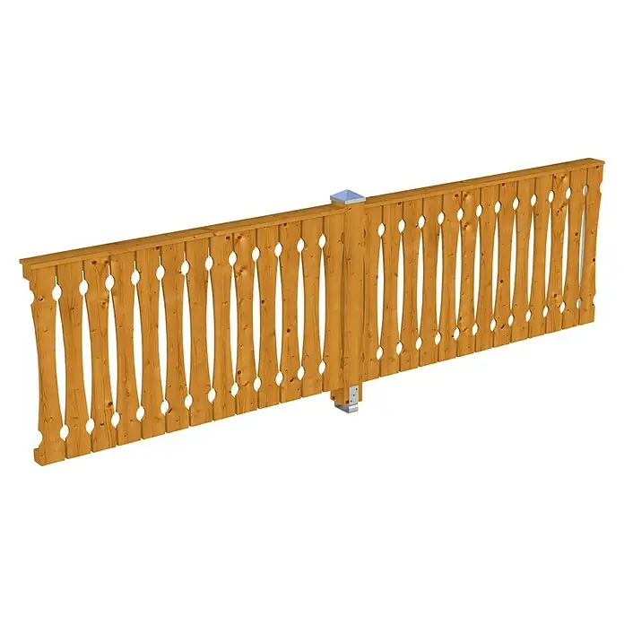SKAN HOLZ Brüstungsgeländer - Passend für: Skan Holz Leimholz-Terrassenüberdachungen, Tiefe 400/389 cm, Eiche hell - Ein Holzzaun mit einem dekorativen Design, der sich ideal zur Abgrenzung und Verschönerung von Gärten oder Grundstücken eignet.