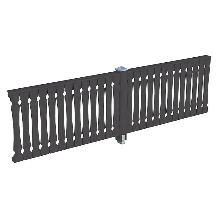 SKAN HOLZ Brüstungsgeländer - Passend für: Skan Holz Leimholz-Terrassenüberdachungen, Tiefe 400/389 cm, Schiefergrau - Schwarzer Holzzaun mit dekorativen Details. Perfekt für Garten oder Terrasse, bietet er sowohl Schutz als auch ästhetischen Wert.