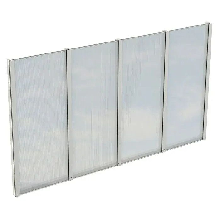 Skan Holz SeitenwandPassend für: Skan Holz Leimholz-Terrassenüberdachungen, Tiefe 400/389 cm, freistehend, Weiß - Die stilvolle transparente Lärmschutzwand bietet effektiven Schutz und fügt sich nahtlos in jede Umgebung ein.