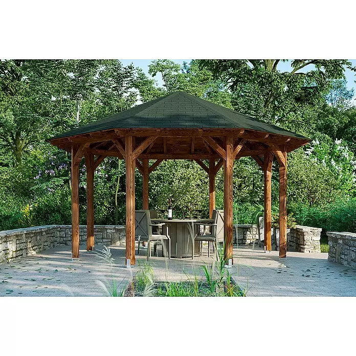 SKAN HOLZ Pavillon Lyon 2 - L x B: 484 x 484 cm, Nussbaum - Stimmungsaufnahme