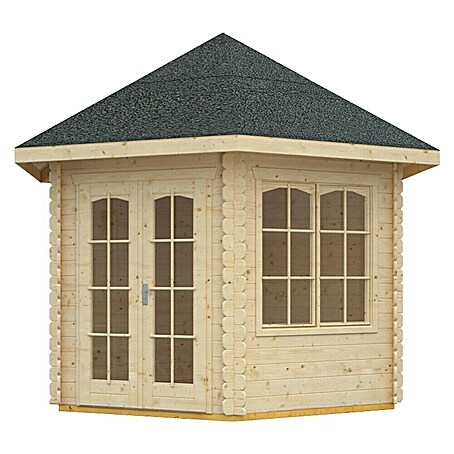 SKAN HOLZ Gartenpavillon Madeira 2 (Außenmaß: 420 x 373 cm, Holz, Wandstärke: 28 mm)