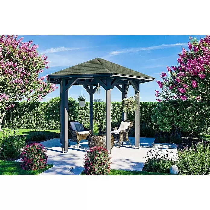 SKAN HOLZ Pavillon Nancy 1 - L x B: 312 x 360 cm, Schiefergrau - Stimmungsaufnahme