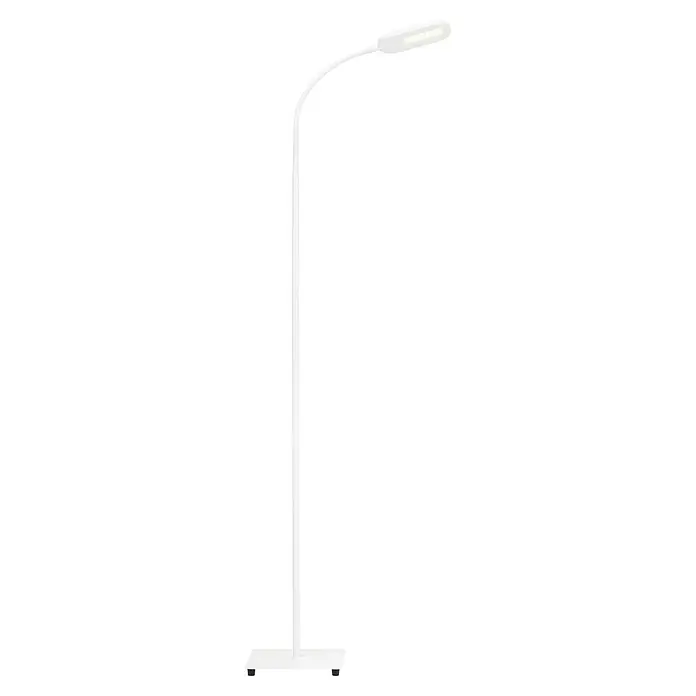 Briloner LED-Stehleuchte - Höhe: 128 cm, Weiß - Weiße LED-Stehlampe mit gebogenem Hals und rechteckigem Sockel. Ideal als Leseleuchte oder zur punktuellen Beleuchtung im Wohnbereich.