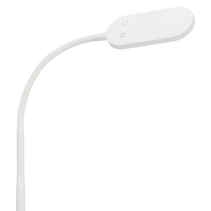 Briloner LED-Stehleuchte - Höhe: 128 cm, Weiß - Eine moderne, weiße Schreibtischlampe mit flexiblem Hals und Touch-Bedienfeld, ideal für Büro oder Arbeitszimmer.