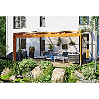 Skan Holz Terrassenüberdachung Novara (B x T: 557 x 359 cm, Eiche hell, Polycarbonat, Transparent)