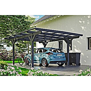 Skan Holz Carport Odenwald (Außenmaß inkl. Dachüberstand (B x T): 4,28 x 5,41 m, Einzelcarport, Schiefergrau)