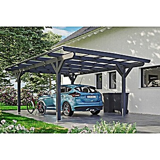 Skan Holz Carport Odenwald (Außenmaß inkl. Dachüberstand (B x T): 4,28 x 6,48 m, Einzelcarport, Schiefergrau)